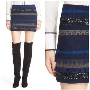 ALICE + OLIVIA | NEW Elana Textured Blue Multi Print Mini Skirt Women’s Size 4